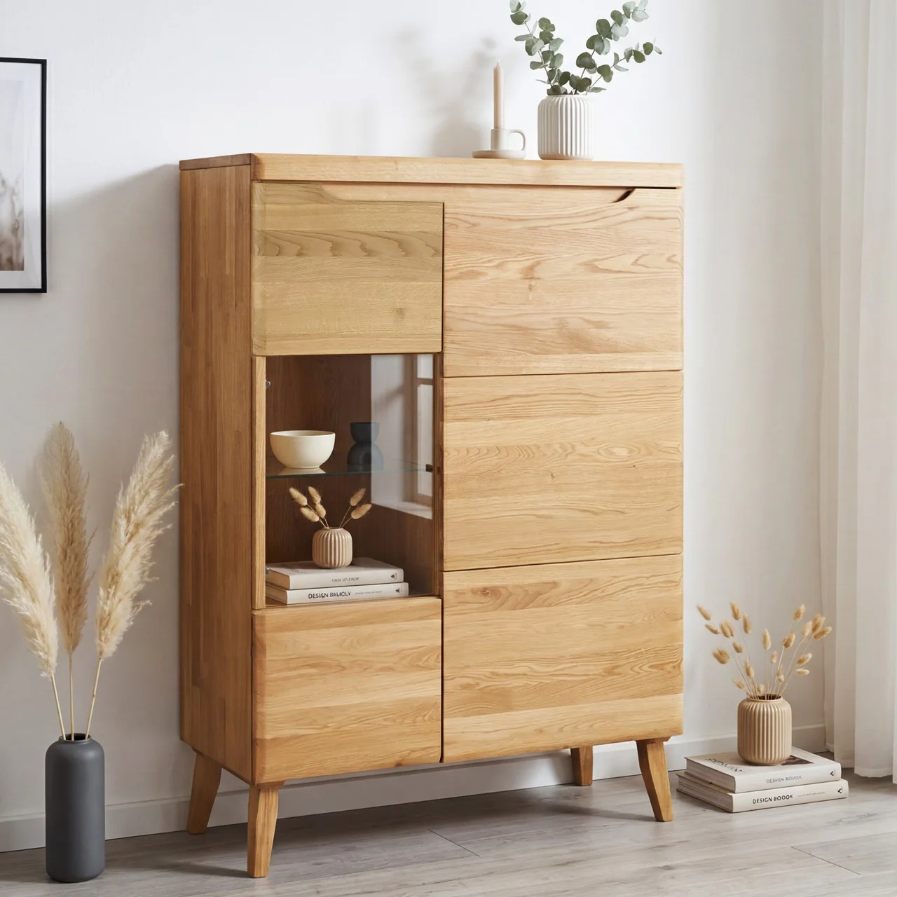 Buffet vitrine en bois massif de chêne Milan 3 - NordicStory