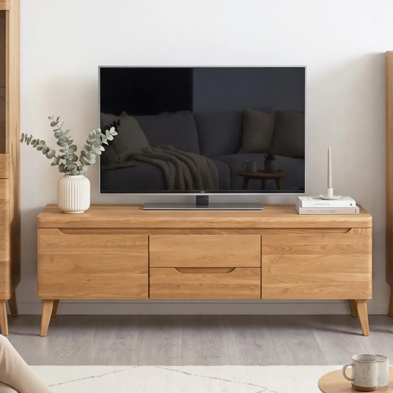 Meuble TV en bois massif de chêne Milan - NordicStory - Image 2
