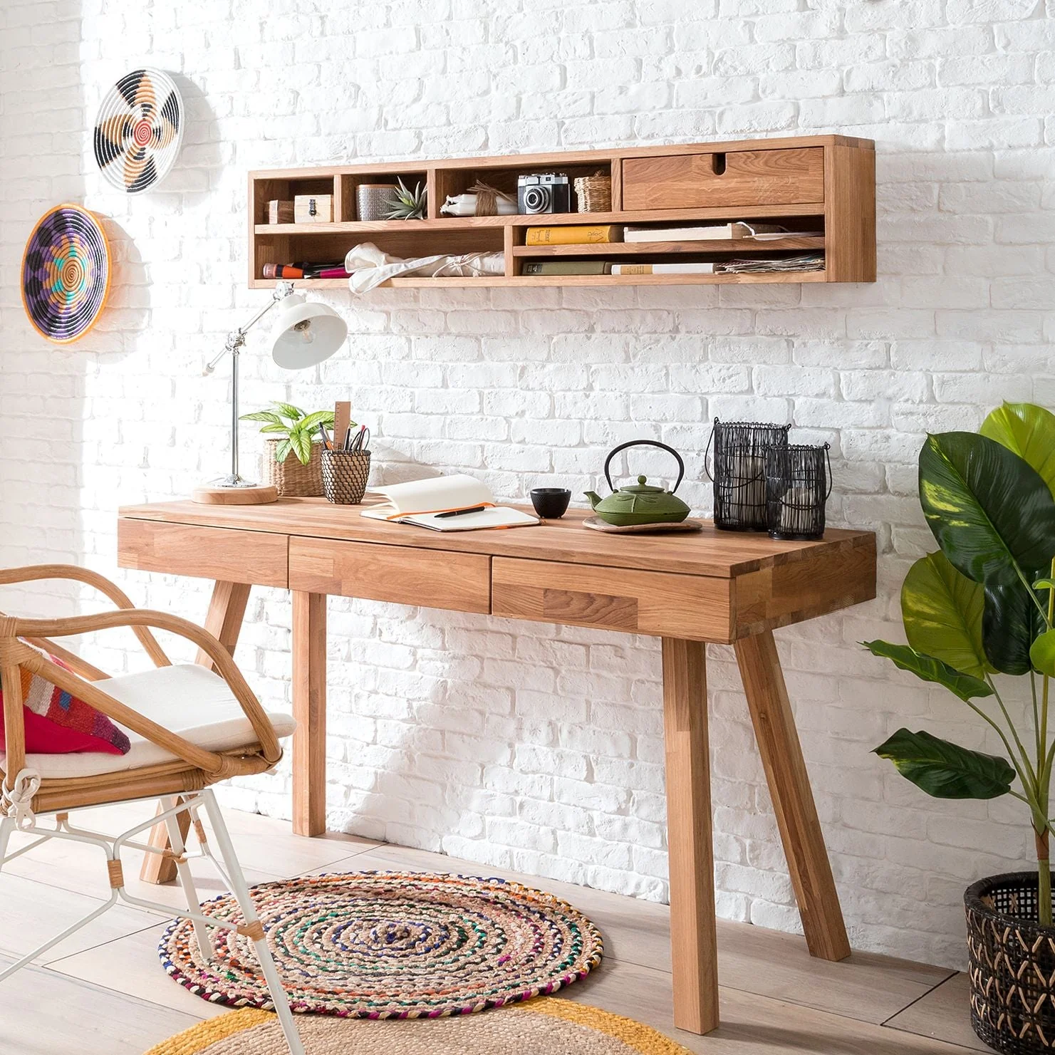 Bureau console en bois massif de chêne Einstein II - NordicStory - Image 10