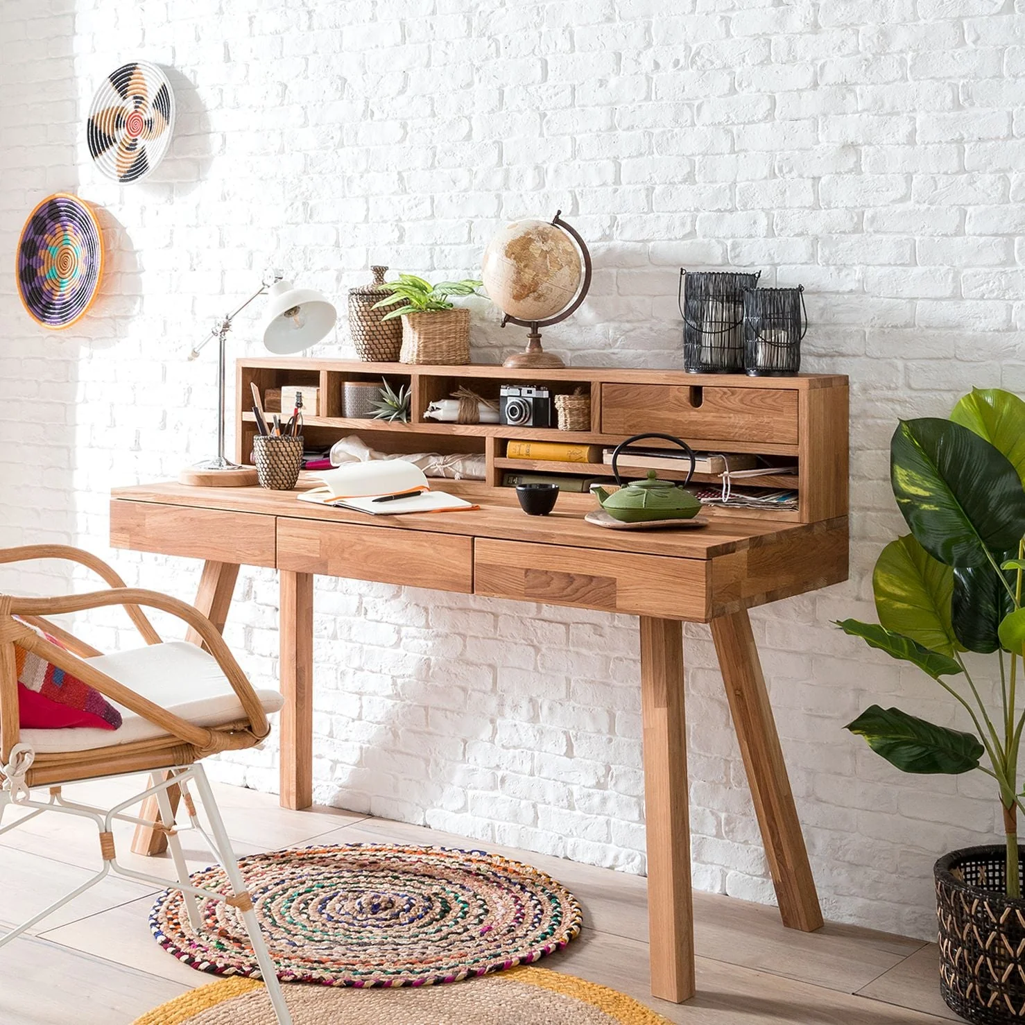 Bureau console en bois massif de chêne Einstein II - NordicStory - Image 11