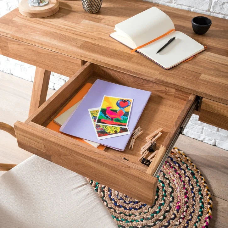 Bureau console en bois massif de chêne Einstein II - NordicStory - Image 13