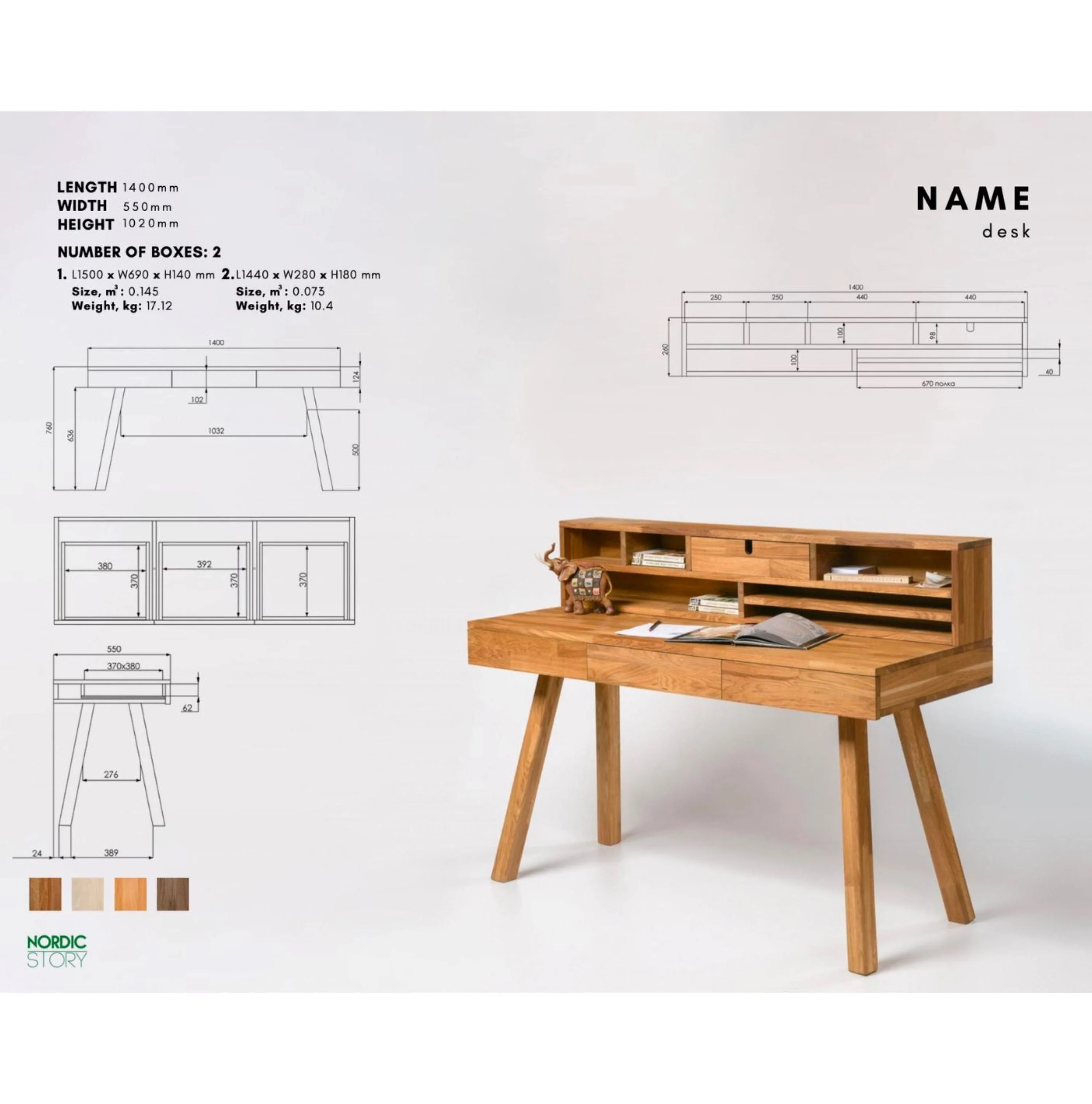 Bureau console en bois massif de chêne Einstein II - NordicStory - Image 20