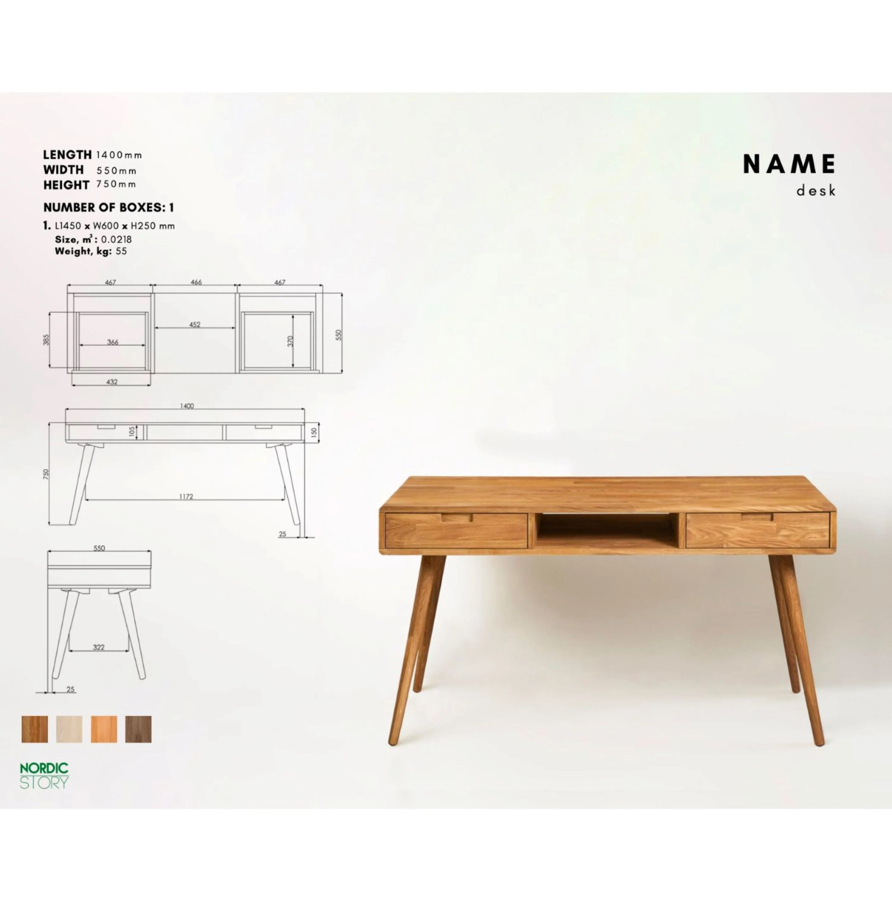 Bureau console en bois massif de chêne Escandi 5 - NordicStory - Image 11