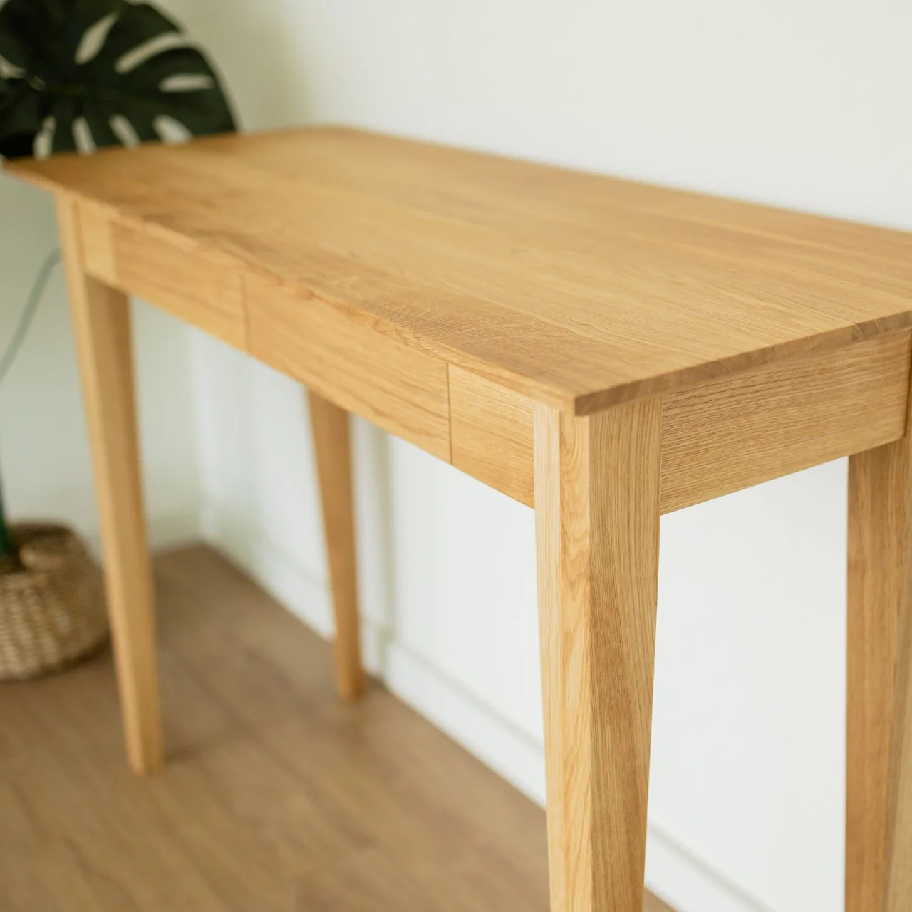 Bureau console avec 2 tiroirs en bois massif de chêne Tolédo 2 - NordicStory - Image 3