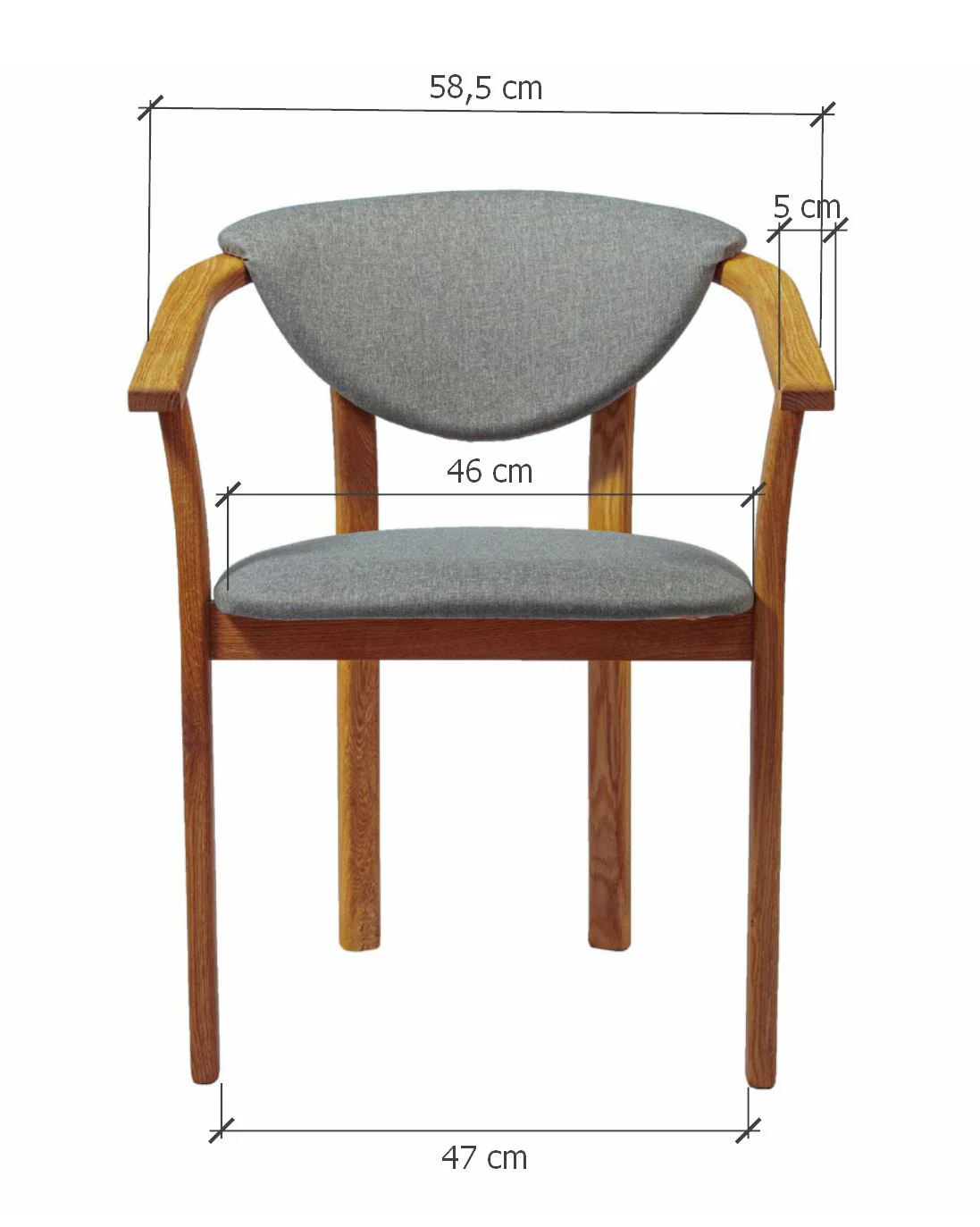 Chaise de salle à manger en bois massif de chêne Alexis, revêtement en tissu Gris Nordique – Lot de 2 ou 4 chaises - NordicStory - Image 11
