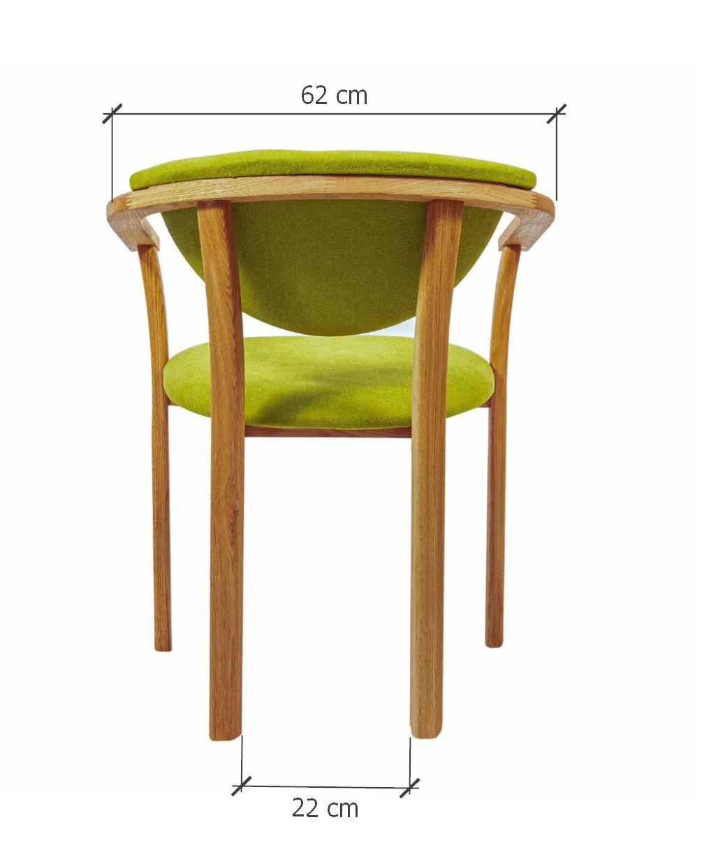 Chaise de salle à manger en bois massif de chêne Alexis, revêtement en tissu Vert Pomme – Lot de 2 ou 4 chaises - NordicStory - Image 11