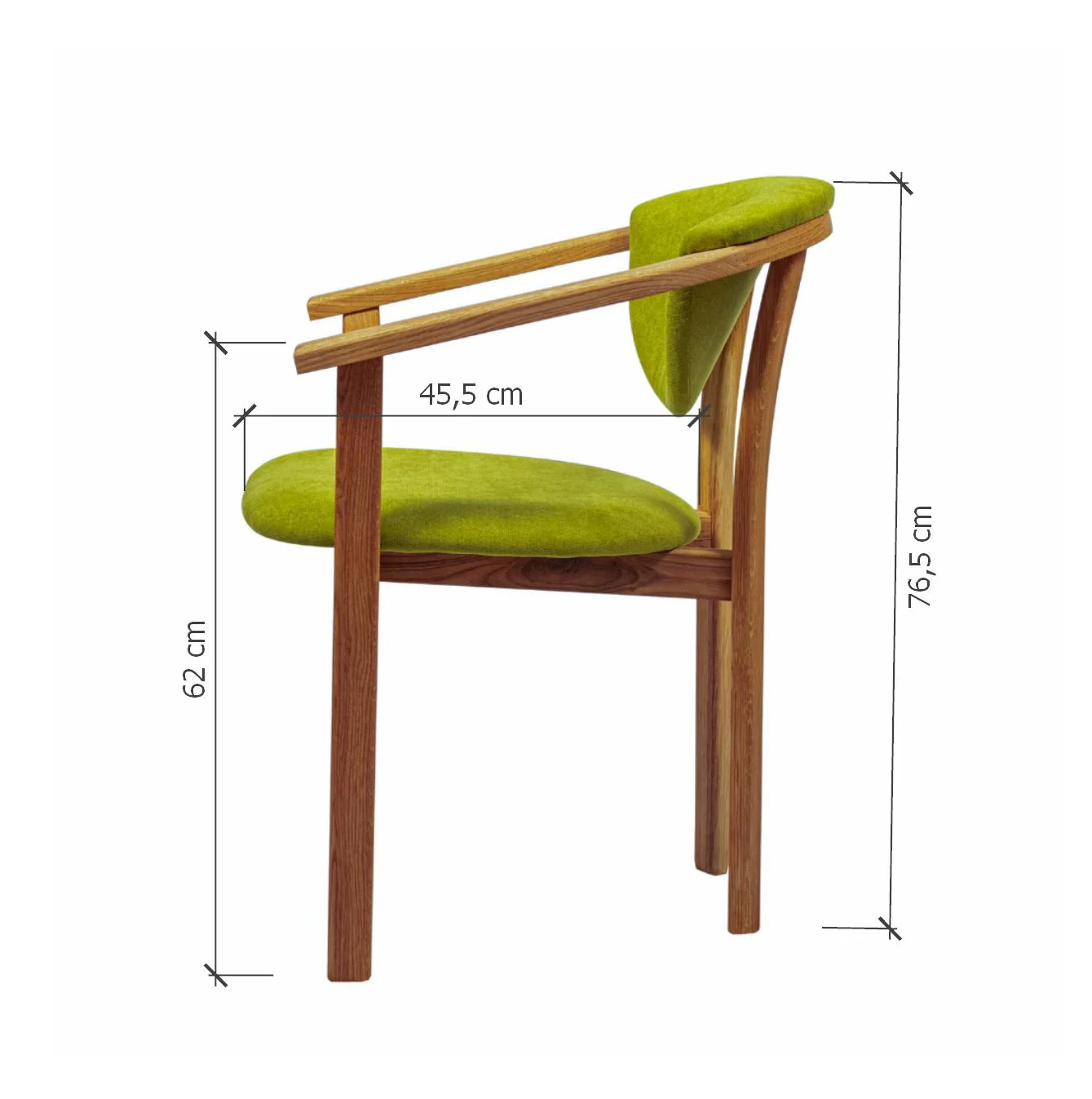 Chaise de salle à manger en bois massif de chêne Alexis, revêtement en tissu Vert Pomme – Lot de 2 ou 4 chaises - NordicStory - Image 9