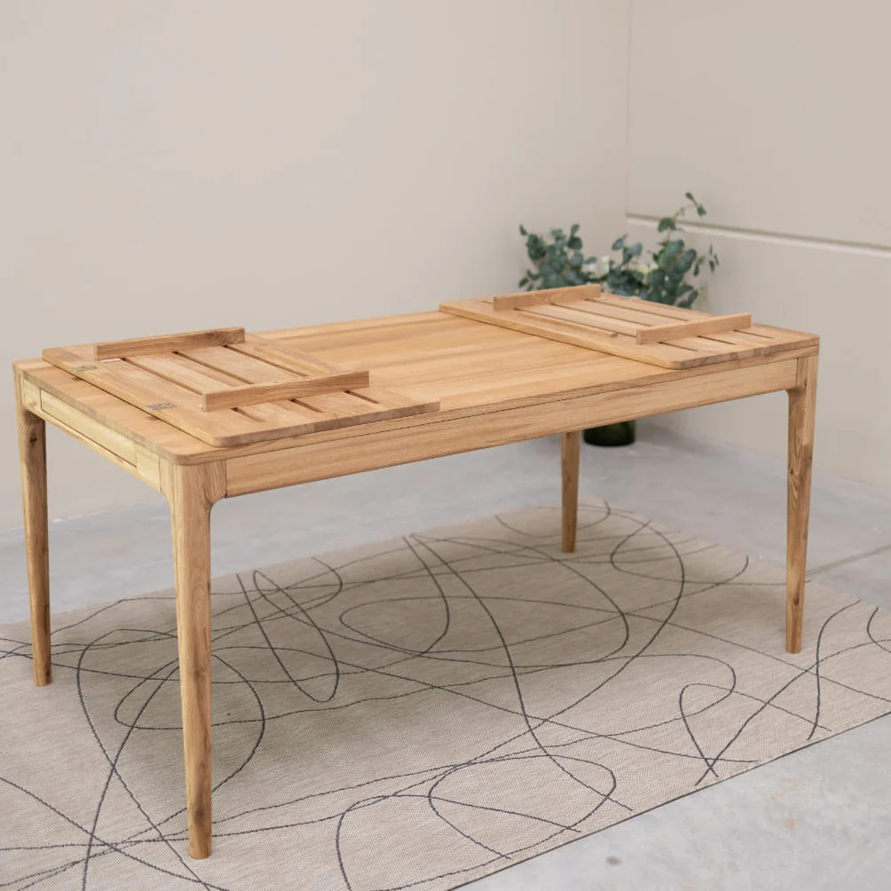 Table à manger extensible en bois massif de chêne Bergamo - NordicStory - Image 11