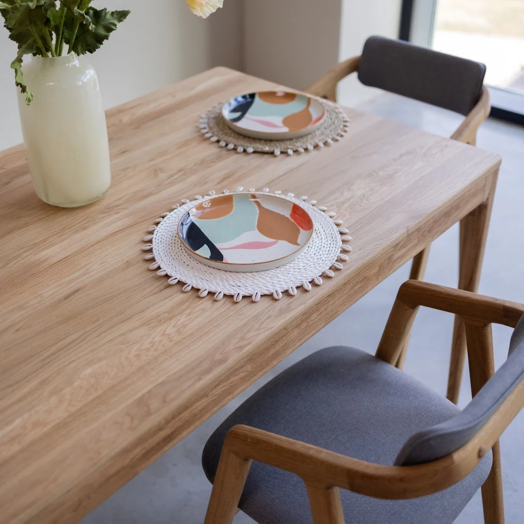 Table à manger extensible en bois massif de chêne Bergamo - NordicStory - Image 6