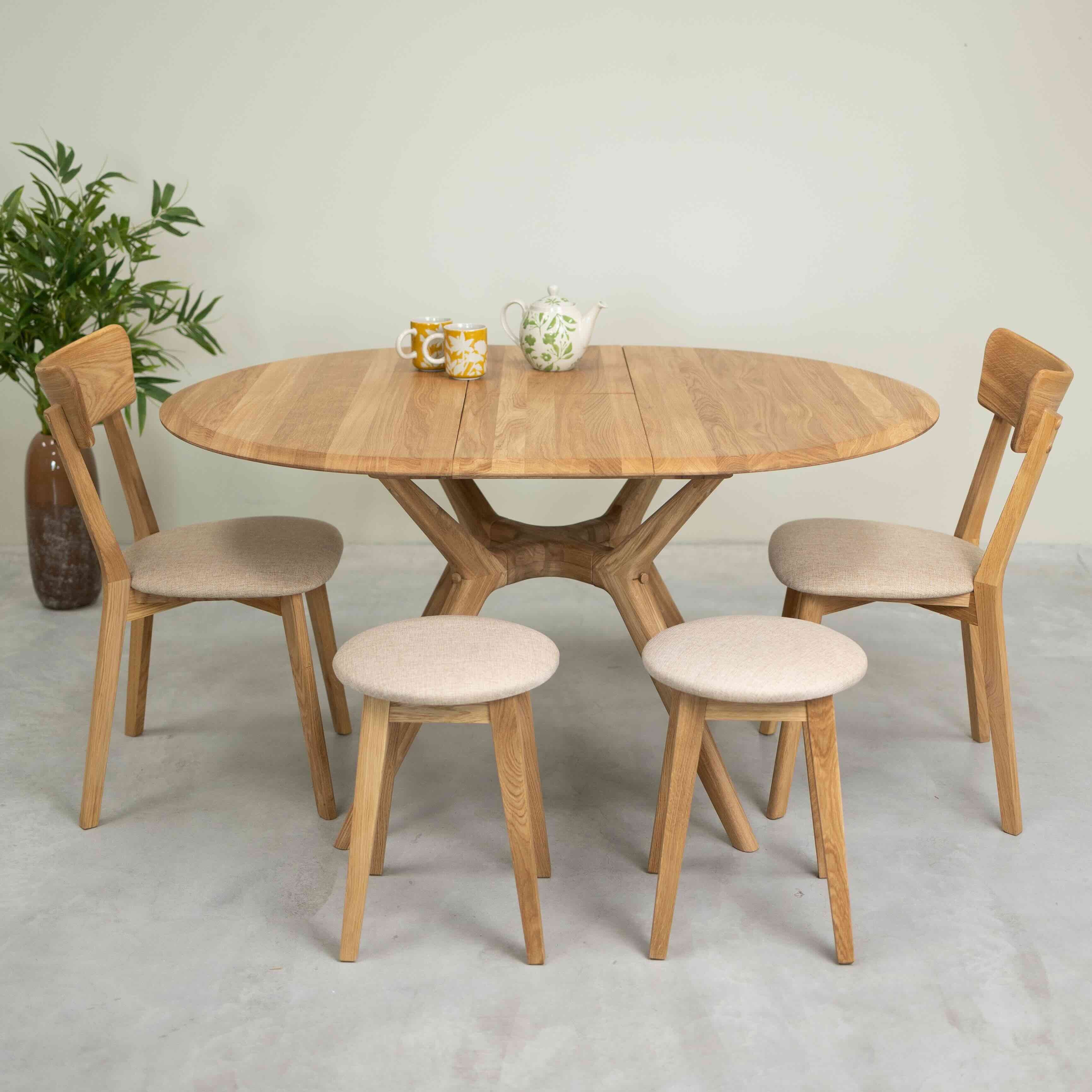 Table à manger ronde extensible en bois massif de chêne Carmen - NordicStory - Image 12