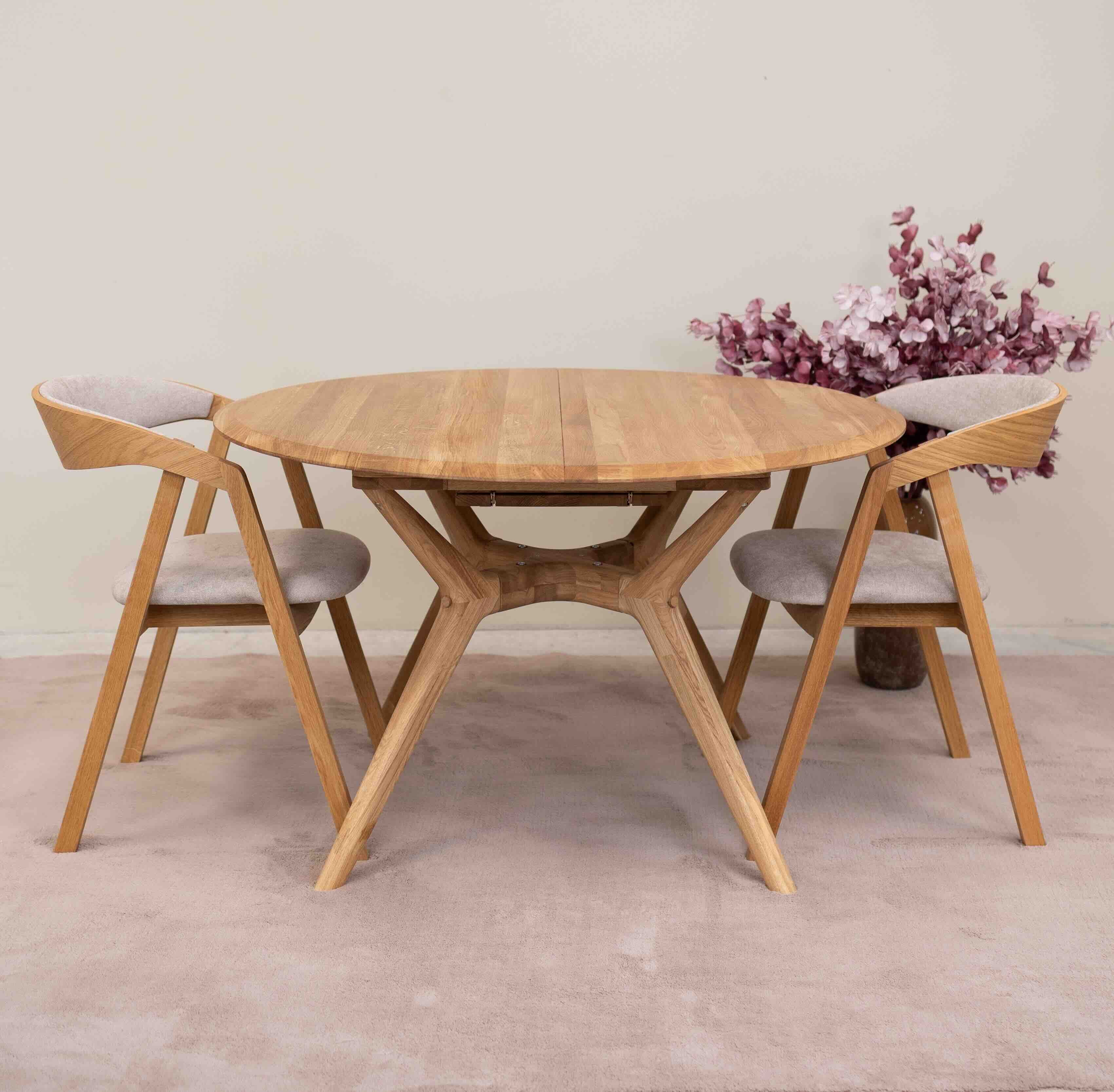 Table à manger ronde extensible en bois massif de chêne Carmen - NordicStory - Image 14