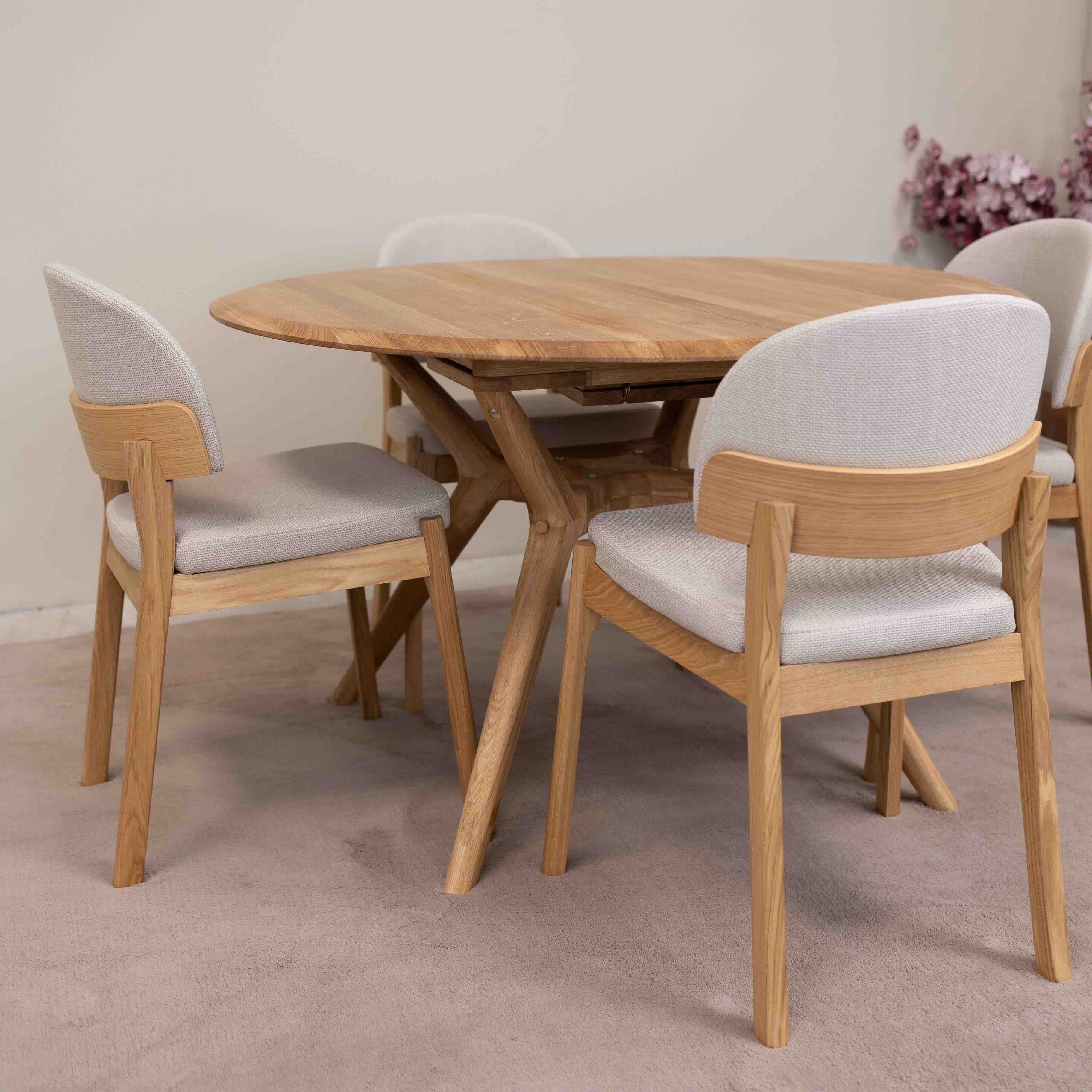 Table à manger ronde extensible en bois massif de chêne Carmen - NordicStory - Image 15