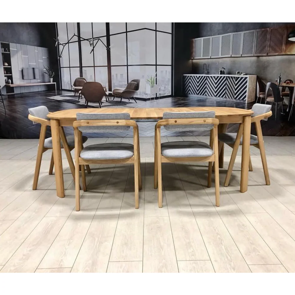Table à manger ronde extensible en bois massif de chêne Victoria - VESKOR - Image 10