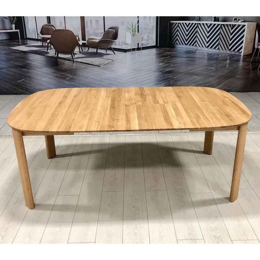 Table à manger ronde extensible en bois massif de chêne Victoria - VESKOR - Image 11