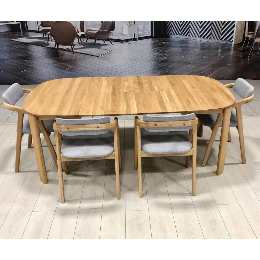 Table à manger ronde extensible en bois massif de chêne Victoria - VESKOR - Image 12