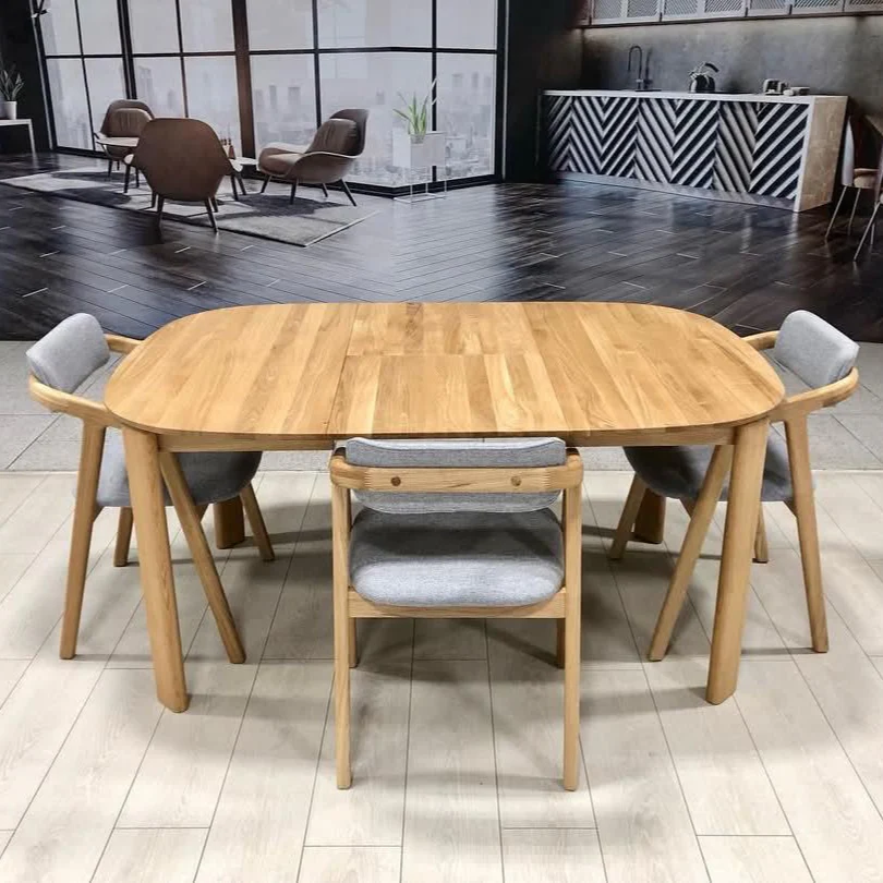 Table à manger ronde extensible en bois massif de chêne Victoria - VESKOR - Image 6