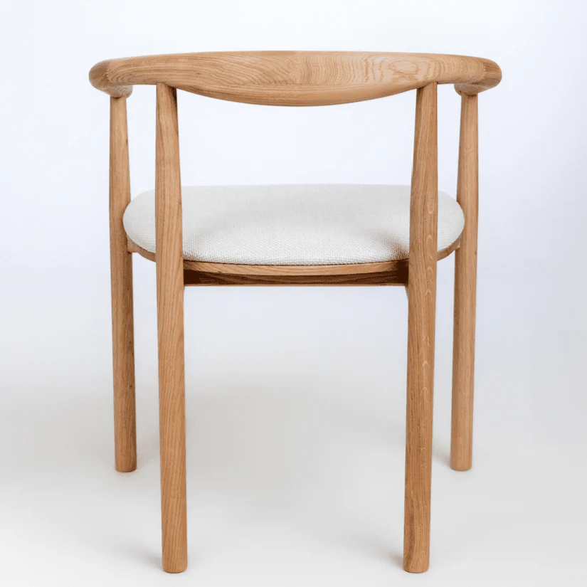 Chaise en bois massif de chêne Léa, revêtement en Gris/Beige - Lot de 2 ou 4 chaises - VESKOR - Image 5