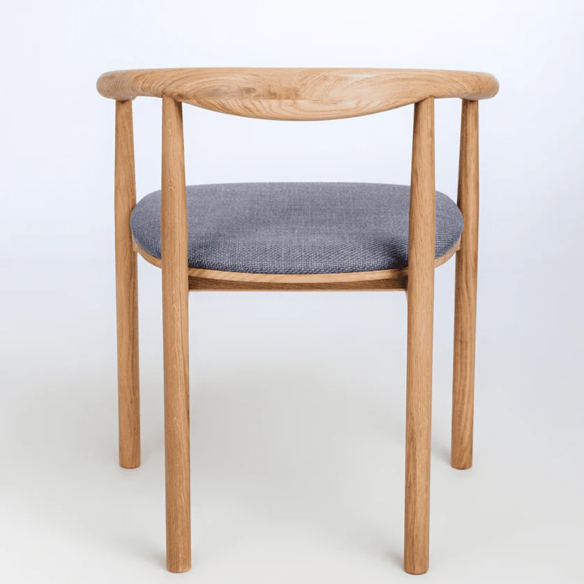 Chaise en bois massif de chêne Léa, revêtement en Gris/Beige - Lot de 2 ou 4 chaises - VESKOR - Image 8