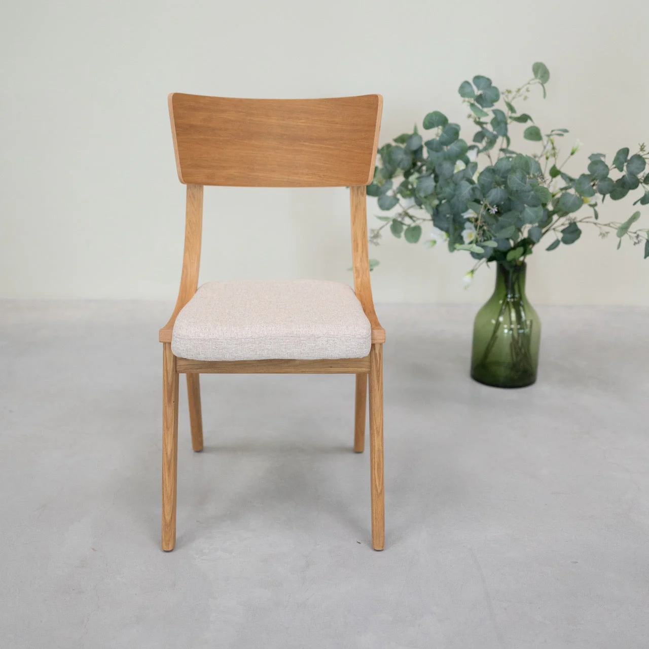 Chaise en bois massif de chêne Lucas, revêtement Gris/Beige - Lot de 2 ou 4 chaises - VESKOR - Image 4