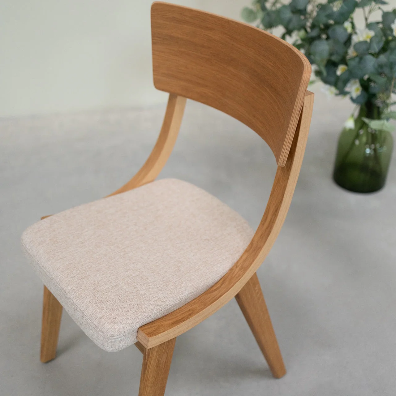 Chaise en bois massif de chêne Lucas, revêtement Gris/Beige - Lot de 2 ou 4 chaises - VESKOR - Image 9