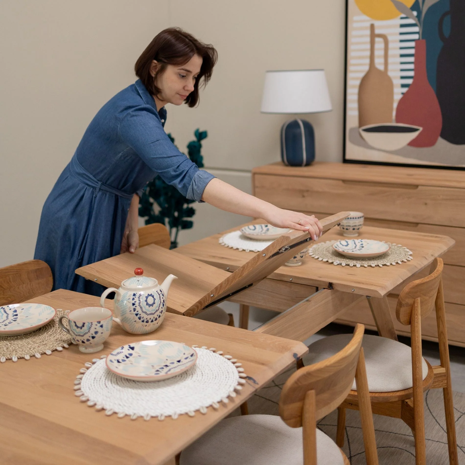 Table à manger extensible en bois massif Suède – VESKOR - Image 3