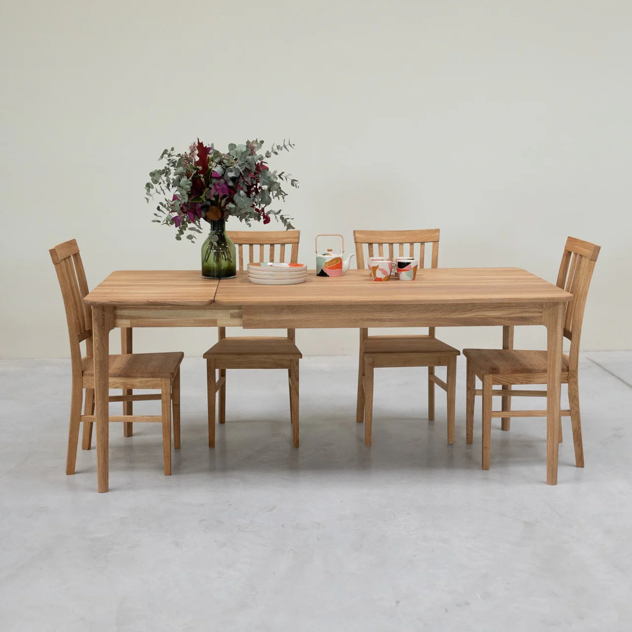 Table à manger rectangulaire extensible en bois massif de chêne Astrid - VESKOR