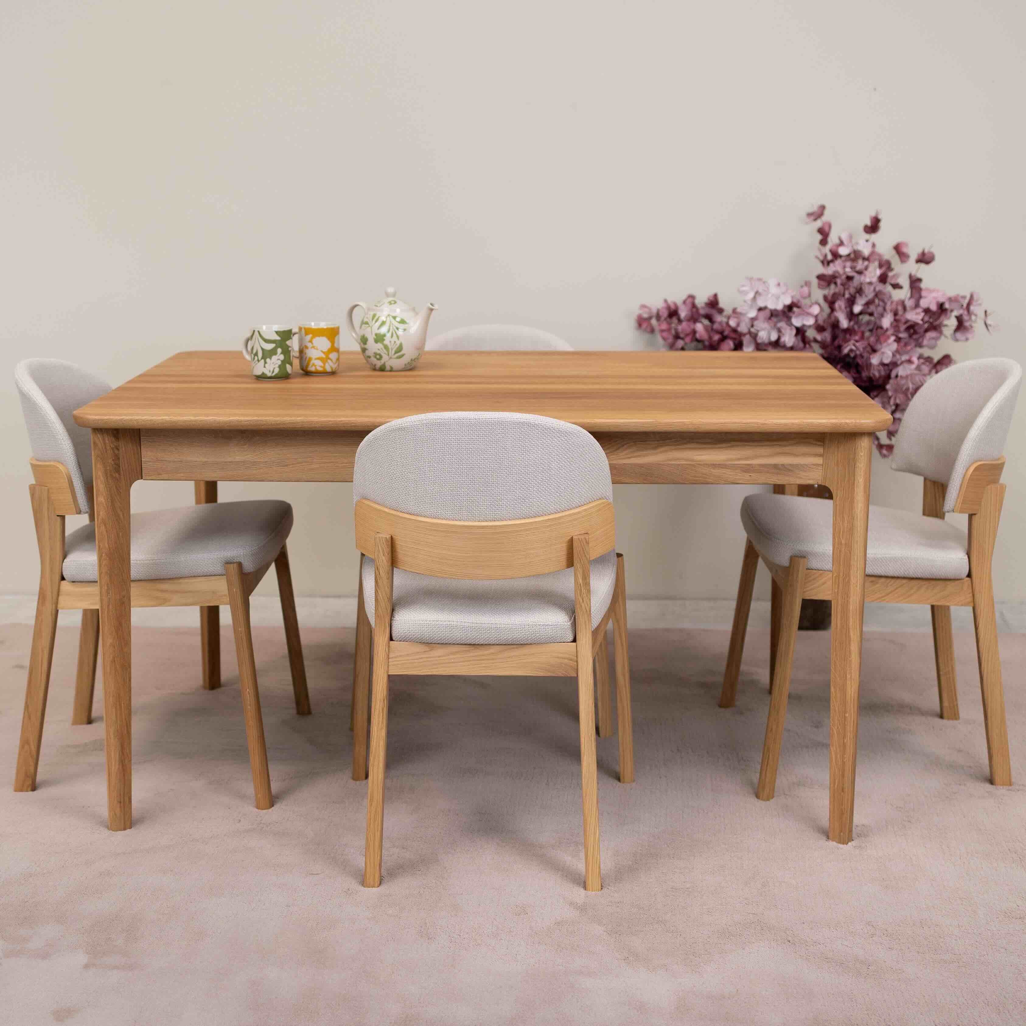 Table à manger rectangulaire extensible en bois massif de chêne Astrid - VESKOR - Image 13