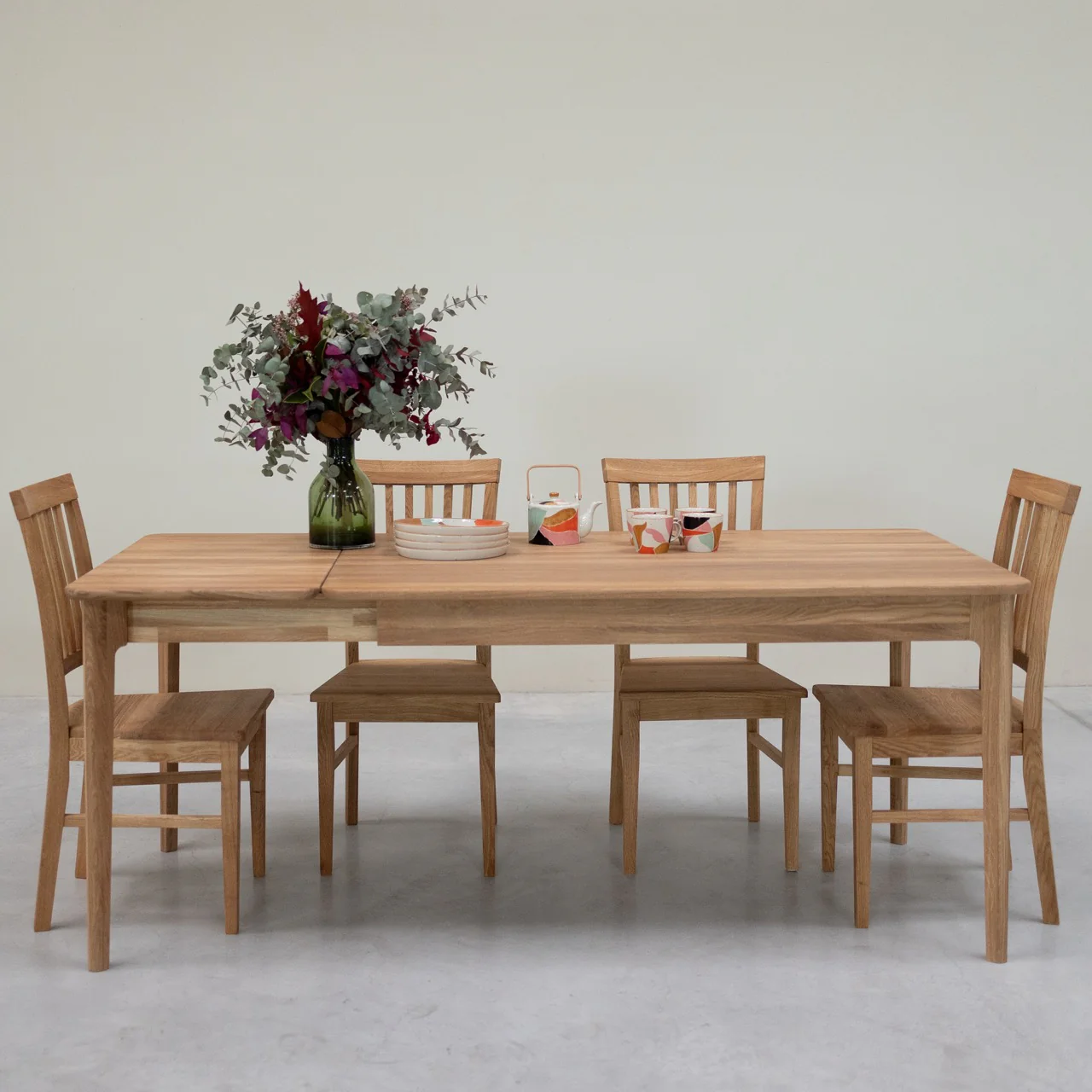Table à manger rectangulaire extensible en bois massif de chêne Astrid - VESKOR - Image 9