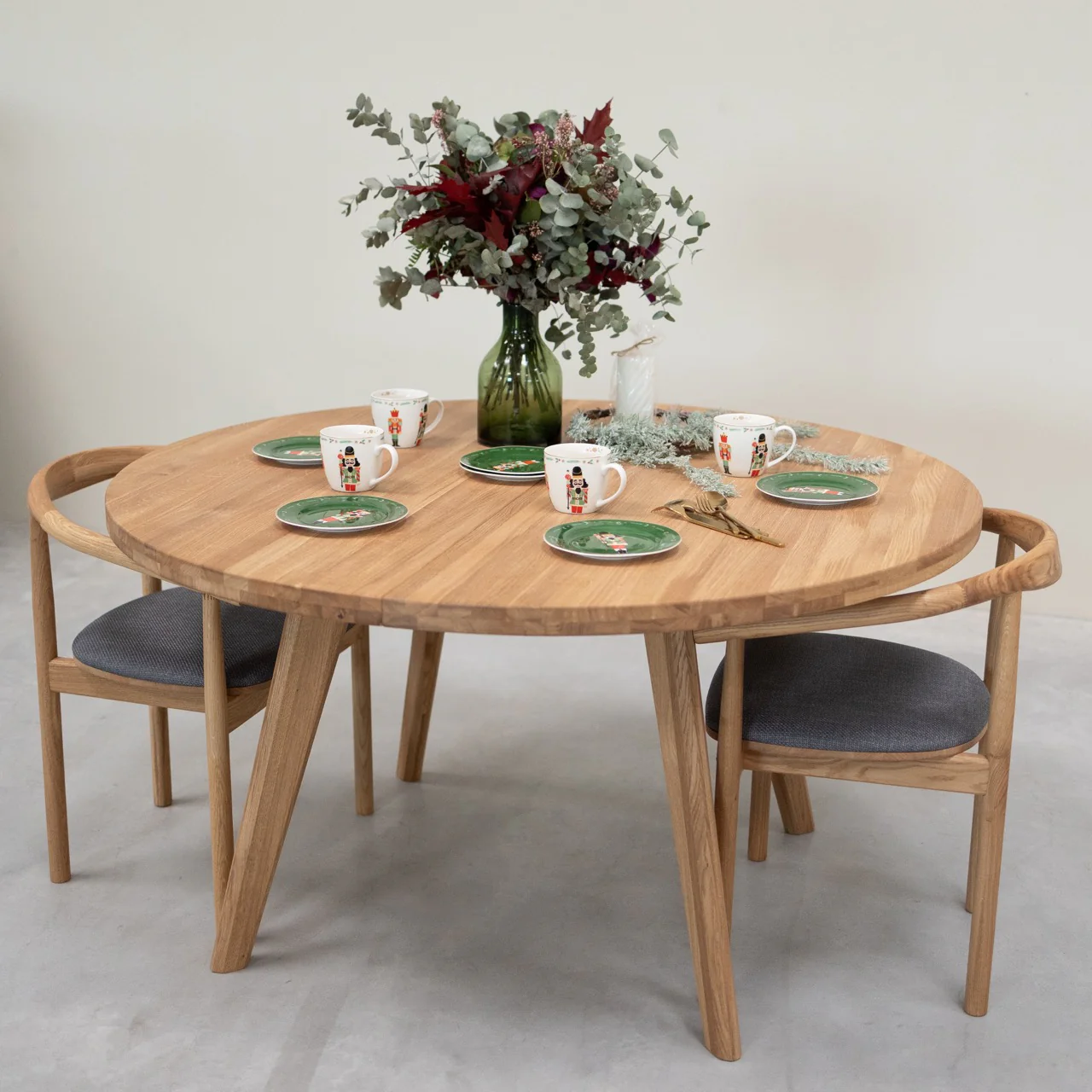 Table à manger ronde extensible en bois massif de chêne Léa - VESKOR - Image 19
