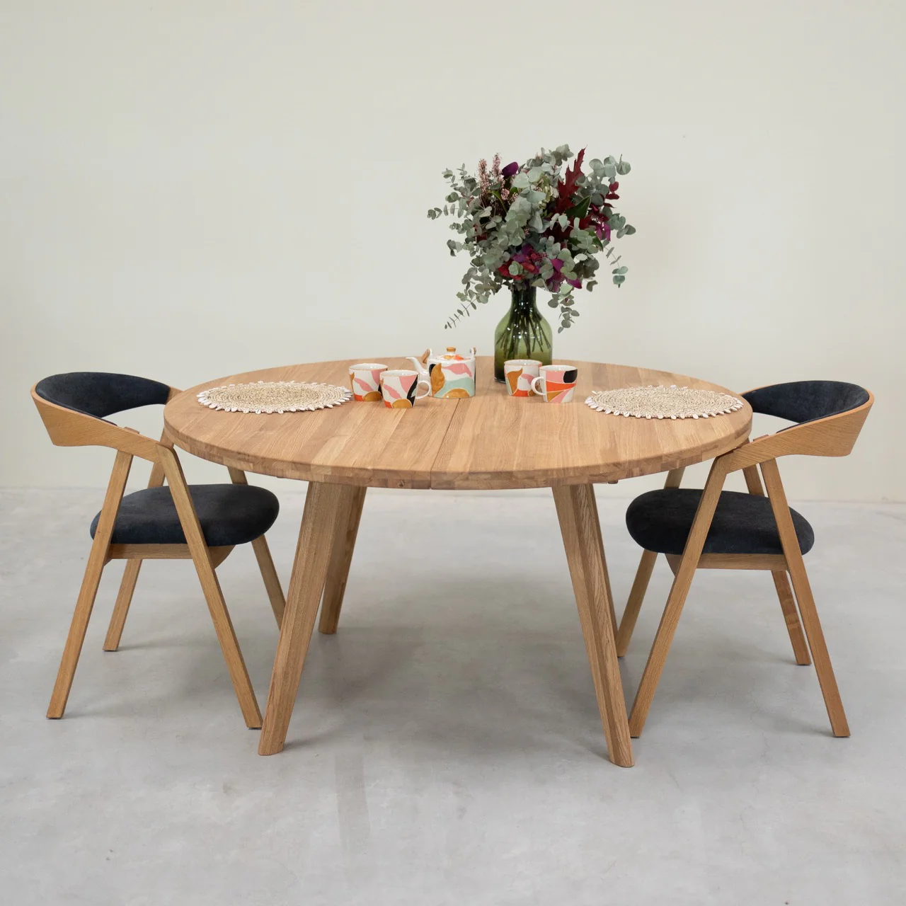 Table à manger ronde extensible en bois massif de chêne Léa - VESKOR - Image 20