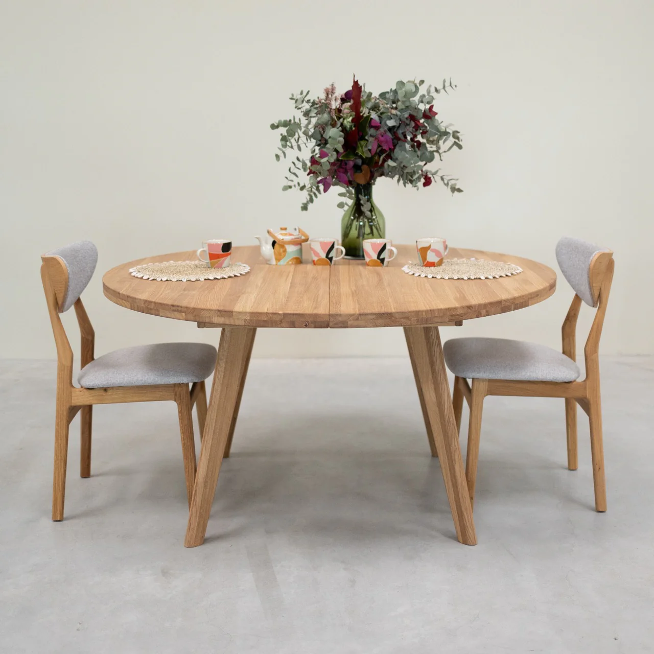 Table à manger ronde extensible en bois massif de chêne Léa - VESKOR - Image 21