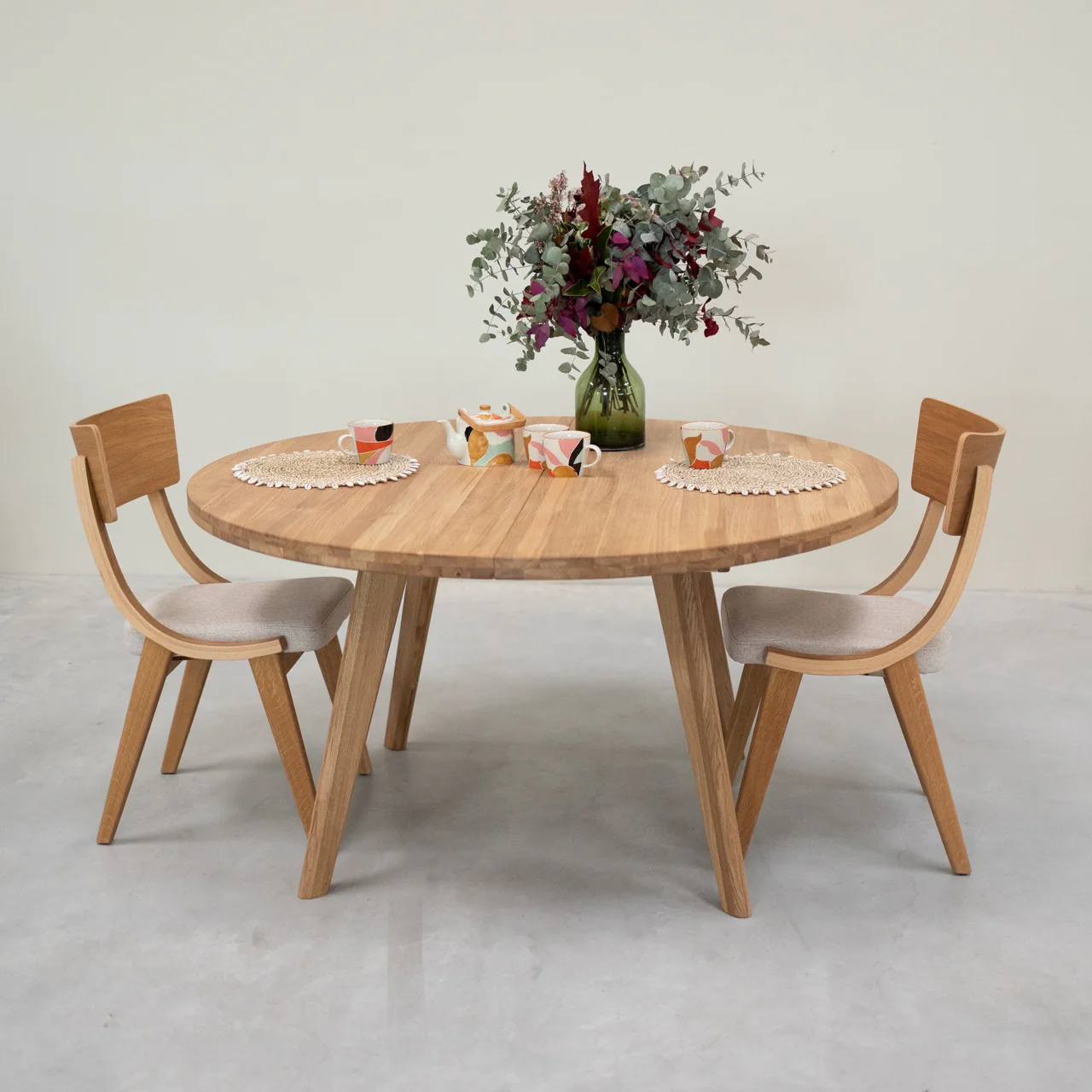 Table à manger ronde extensible en bois massif de chêne Léa - VESKOR - Image 22
