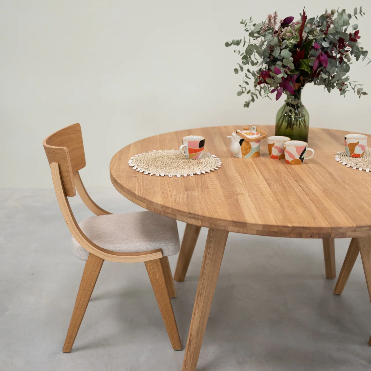 Table à manger ronde extensible en bois massif de chêne Léa - VESKOR - Image 23