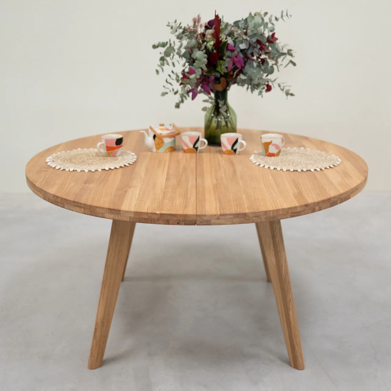 Table à manger ronde extensible en bois massif de chêne Léa - VESKOR - Image 3