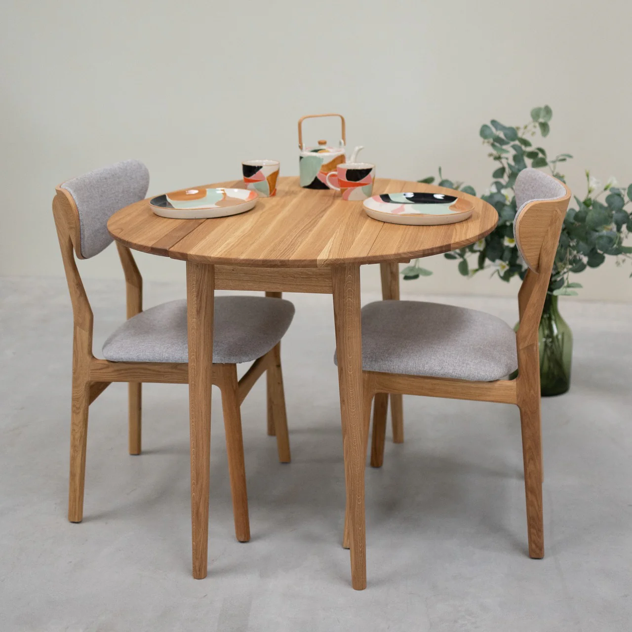Table à manger ronde extensible en bois massif de chêne Luna - VESKOR - Image 7