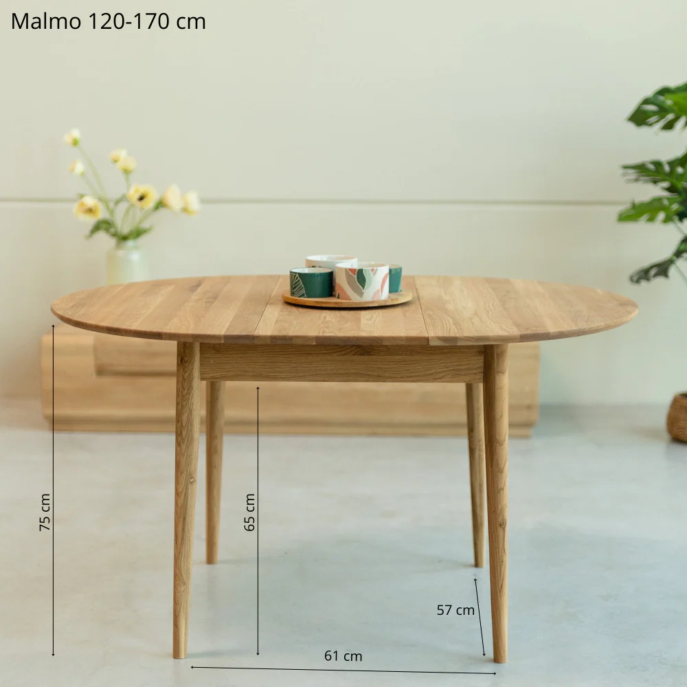 Table à manger ronde extensible en bois massif de chêne Malmo - VESKOR - Image 11