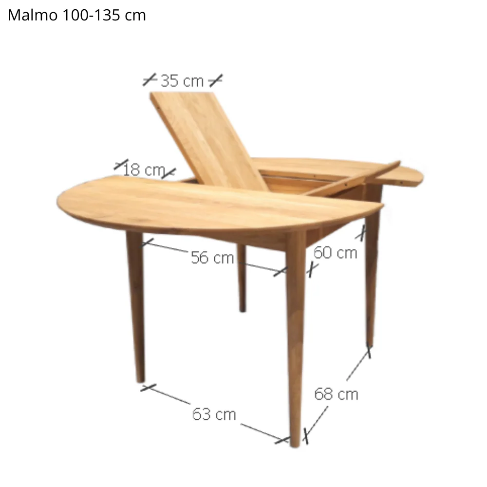 Table à manger ronde extensible en bois massif de chêne Malmo - VESKOR - Image 13